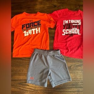 3 Under Armour Boys Size 4t 2 T-Shirts & Short Set